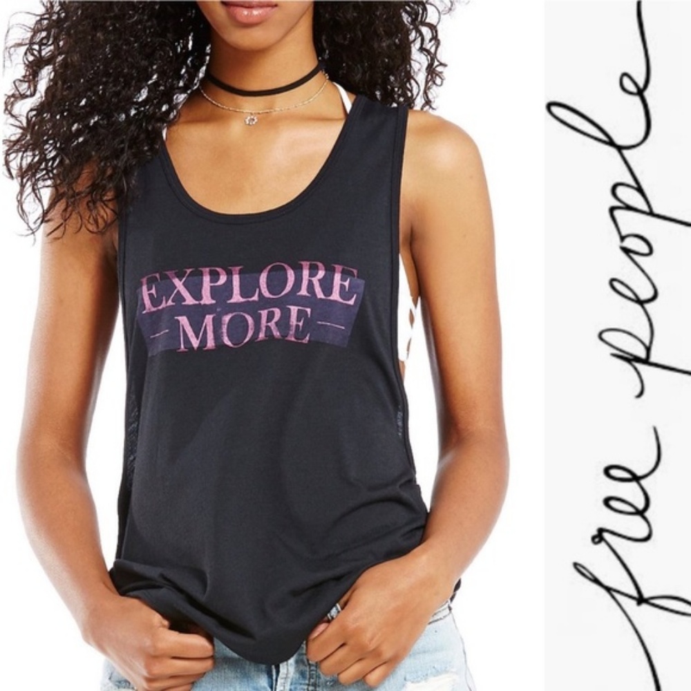 Free People Explore More Black Tank
